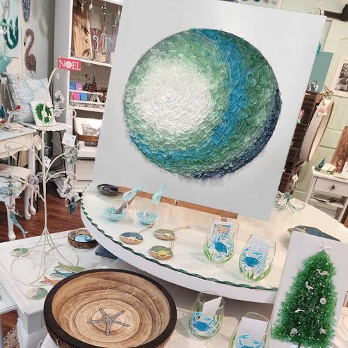 Large Caribbean Blue Sea Glass Pieces for Crafts, 31 oz Non-Dyed Frosted Glass, 1.2–2 in Beach Glass Look for Christmas Tree DIY, Wreath Decor, Vase Filler, Centerpieces & Coastal Decor