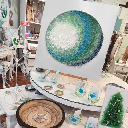 Large Caribbean Blue Sea Glass Pieces for Crafts, 31 oz Non-Dyed Frosted Glass, 1.2–2 in Beach Glass Look for Christmas Tree DIY, Wreath Decor, Vase Filler, Centerpieces & Coastal Decor