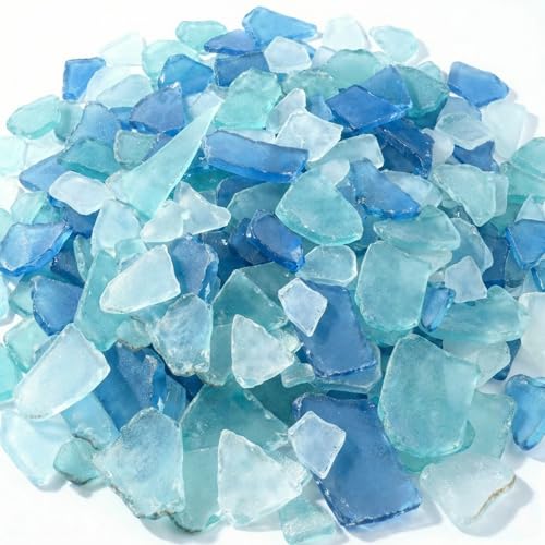 Jetec 36 oz Sea Glass for Crafts Pieces Seaglass Decor Flat Frosted Sea Glass Ornaments Vase Filler Crushed for Beach Wedding Party Decor Home Aquarium DIY Craft Supplies(Blue, White, Green) - color: Blue, White, Green, size: 36 oz