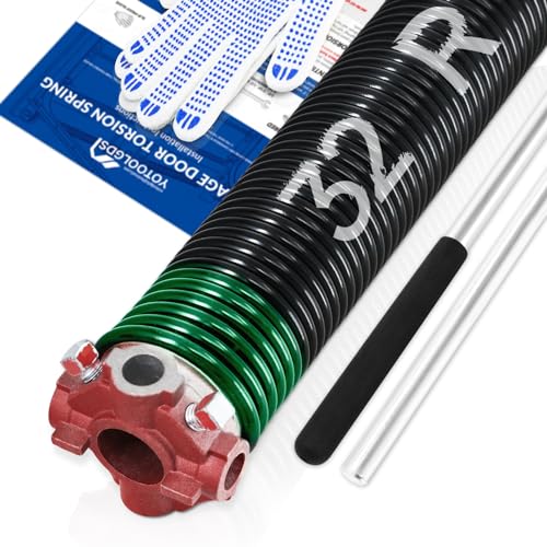 Right Hand Wind（Red Cone）1.75" Garage Door Torsion Spring with Non-Slip Winding Bars & Gloves, Precision Electrophoresis Black Coated, for Replacement, MIN 16,000 Cycles (0.243x1.75''x32'') - size: 0.243X1.75"X32"-R