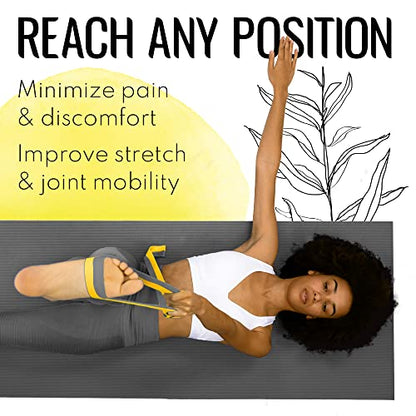 TECEUM 2 IN 1 Yoga & Mat Strap for Stretching – Cotton – 6/8/10 ft - color: Yellow Gray, size: 8 ft