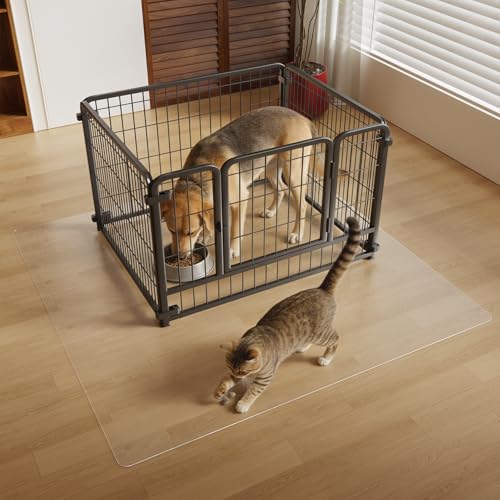 Clear PVC Floor Mat, 1.5mm Thick Waterproof Protective Mat for Hard Floors, Under Refrigerator, Pet Bowls, or Appliances – Cuttable, Easy to Clean (54"x 54") - size: 54"x 54"