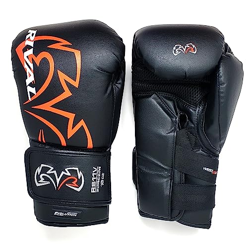 RIVAL Boxing RS11V Evolution Sparring Gloves, Extra-Thick 2” Padding, V-Strap Wrist Lock 2 System, Large Hand Compartment, and 15 Degree Angle Cuff - color: Black, size: 14 oz.