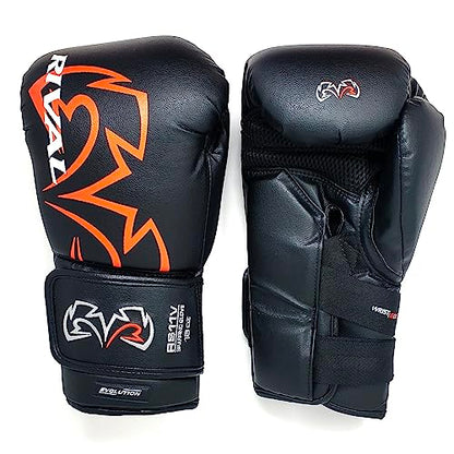 RIVAL Boxing RS11V Evolution Sparring Gloves, Extra-Thick 2” Padding, V-Strap Wrist Lock 2 System, Large Hand Compartment, and 15 Degree Angle Cuff - color: Black, size: 14 oz.