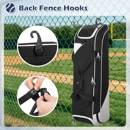 DSLEAF Youth Baseball Duffle Bag for 2 Bats, Small Softball Gear Bag, Black | Front Bat Pocket for 2 Bats, Separate Shoe Compartment,, Portable Handle and Detachable Shoulder Strap