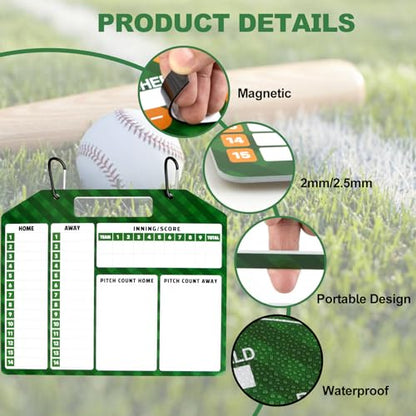Magnetic Baseball Lineup Board for Dugout, Dry Erase Coach Lineup Board - style: Baseball Board