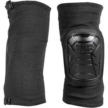 Klein Tools 60628 Tough-Flex Knee Sleeves for Work, Construction, Low-Profile Sleeve with Zipper, Gel-Like Foam, Black, S/M - size: S/M