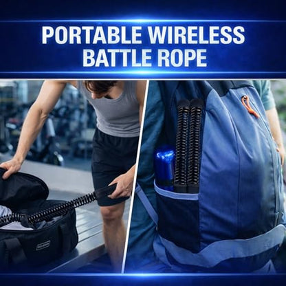 Cordless Battle Ropes (2 PCS) – Portable Weighted Ropeless Battle Rope Sticks with Hand Gloves for HIIT Workout, Home Gym Strength & Cardio Training (Pink)