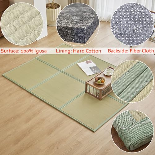 Natural Rush Grass Floor Tatami Mat,Queen, 79" x 59" x 0.5" - size: Queen (79" x 59")