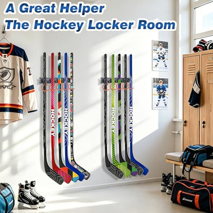 Hockey Stick Holder Wall Mount Display, 5-Hook Storage Rack