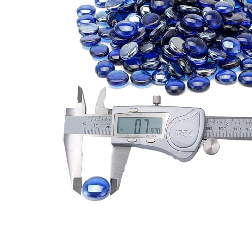 10-Pound Fire Glass Beads - 1/2" High Luster Fire Glass Drops for Fireplace Fire Pit | Gas Log Sets | Landscaping | Fish Tank, Royal Cobalt Blue Luster (Royal Cobalt Blue) - color: Royal Cobalt Blue
