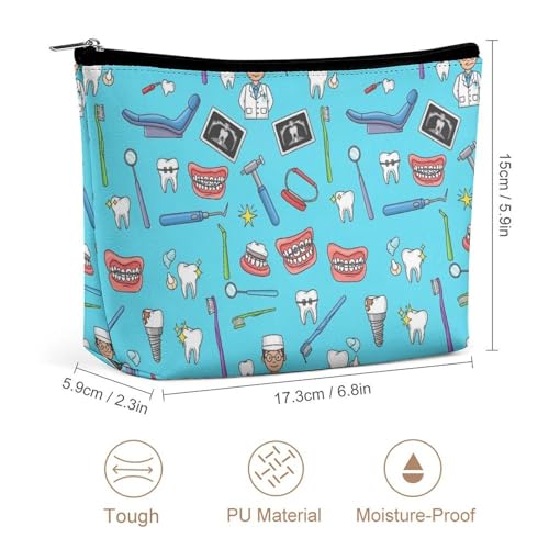 Supdreamc Fashion Makeup Cosmetic Case Clutch Bag, Teeth Dental Blue Cosmetic Train Case Organizer Large Capacity Carry On Bag, Luggage Pouch, Makeup Pouch for Women GirlGirls - color: Pattern 433