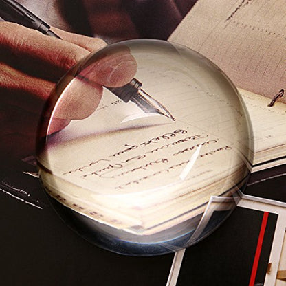 Sumnacon Crystal Magnifying Glass Dome - 3.15'' Crystal Magnifier Dome, Fuctional Paperweight/Photography/Decoration, Reading Aid for Blueprints, Maps, Small Fine Print Etc (Pack of 2) - size: 3.15" (Pack of 2)