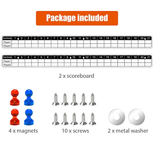 Waybelive 2-Pack Cornhole Game Magnetic Scoreboard, White & Black - size: 2 Pack