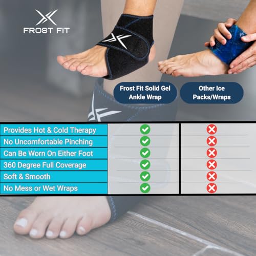 Ankle Hot/Cold Wrap - Gel Ice Pack for Pain Relief, Achilles Tendonitis, Top of Foot and Heel, Sprained Ankle