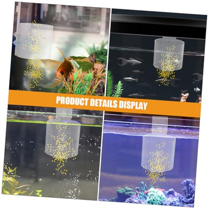 POPETPOP Aquarium Fish Food Feeder Ring Acrylic Fish Food Organizer for Betta Shrimp Turtle Feeding Tank with 80-Hook Floating Feeding Tool