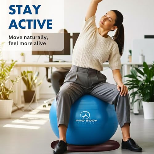 ProBody Pilates Yoga Ball Chair for Office - with Resistance Bands - size: 65 cm