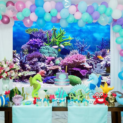 15x10ft Under The Sea Backdrop Underwater Seascape Coral and Fish Aquarium Photography Background Marin Ocean Diving Atoll Reef Summer Kids Birthday Artistic Portrait Photoshoot Studio Props - size: 15x10ft