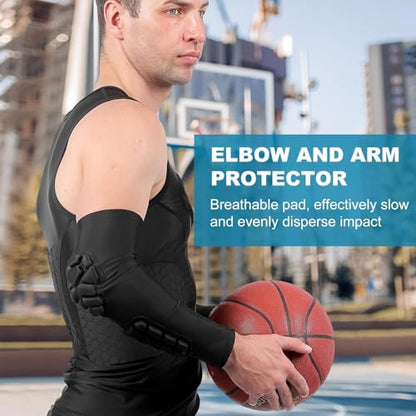 Youth Padded Arm Sleeve Elbow Forearms Commpression Pads Protection for Football Basketball Volleyball - size: XX-Large