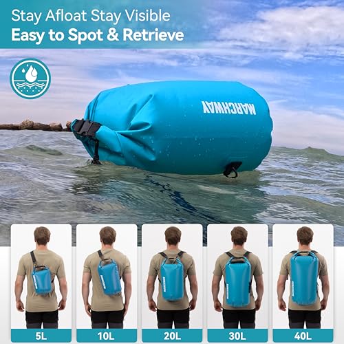 MARCHWAY Floating Waterproof Dry Bag Backpack 5L/10L/20L/30L/40L, Roll Top Sack Keeps Gear Dry for Kayaking, Rafting, Boating, Swimming, Camping, Hiking, Beach, Fishing - color: Teal, size: 10L
