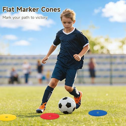 ZALIR 48 Pcs 6.1 Inch Flat Cones, Spot Markers, Flat Soccer Cones for Training, Field Court Markers, Soccer Disc, Practice Cones, Training Equipment, for Football Practice&Field Marking