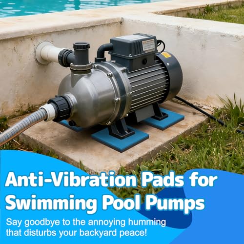 Pool Pump Vibration Pads, 8" x 8" x 3/4" Anti-Vibration Pads for Swimming Pool Pumps, Hot Tub Motors, Heavy Duty Odorless Rubber Pads for Noise Reduce & Shock Absorb, Pack of 4