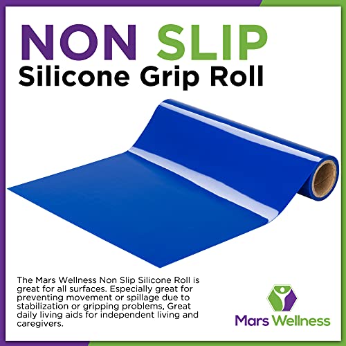 Mars Wellness Non Slip Silicone Grip Material Roll - Anti Slip Large Roll - 7.87" X 3' Feet - Cut to Size - Eating Aids, Baking, Crafts, Table, Counter, Drawer or Any Surface - Blue