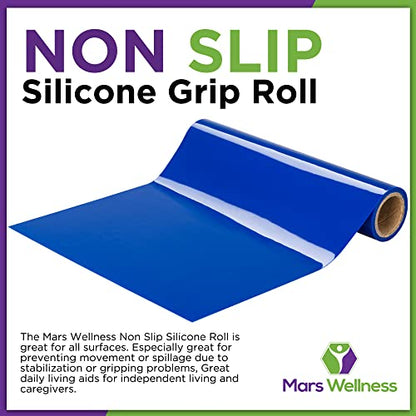 Mars Wellness Non Slip Silicone Grip Material Roll - Anti Slip Large Roll - 7.87" X 3' Feet - Cut to Size - Eating Aids, Baking, Crafts, Table, Counter, Drawer or Any Surface - Blue