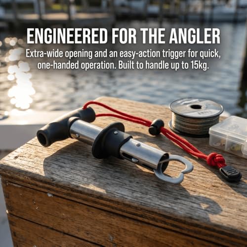 Stainless Steel Fishing Gripper, Portable Fish Lip Grip Grabber with Handle, Extra Wide Opening Fish Holder Tool for Outdoor Fishing