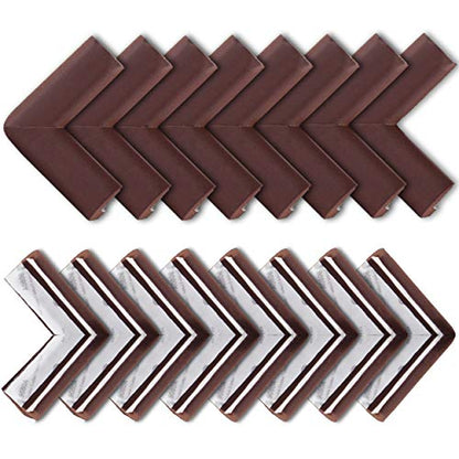 Bebe Earth - Baby Proofing Edge and Corner Guard Protector Set (16 Corners) - Safety Bumpers - Child Proof Furniture and Tables - Pre-Taped Bumper Corners (Brown)