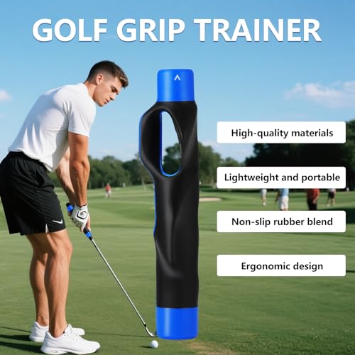 Golf Grip Trainer for Right-Handed Golfers – Golf Training Aid for Proper Hand Placement, Build Muscle Memory & Improve Swing Consistency, Golf Club Grip Trainer for Drivers, Irons & Wedges