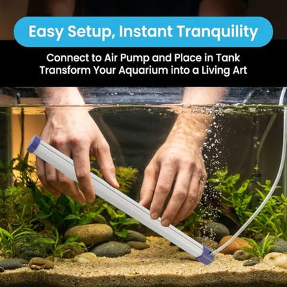 13.8 Inch Aquarium Bubble Strip, Bubble Curtain Wall Aquarium Air Stone Kit, Quiet Oxygen Diffuser, Fish Tank Bubbler Decorations for Freshwater Saltwater