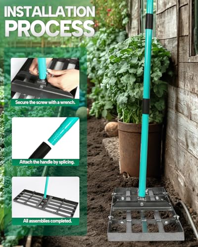 Lawn Leveling Rake, 30 Inch Yard Lawn Leveling for Soil with 78" Adjustable Steel Handle, Heavy Duty Effort Saving Landscape Lawn Leveler for Yard Garden Soil Sand Dirt Grass - style: 30"X10"