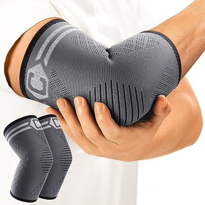 CAMBIVO 2 Pack Elbow Brace Compression Sleeve, Tennis & Golfer's Elbow - color: Cool Gray, size: X-Large