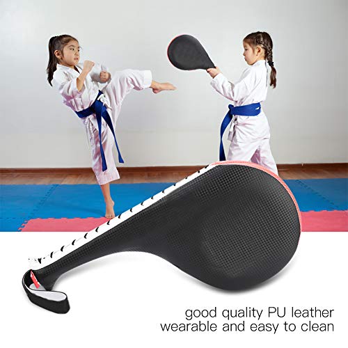 Taekwondo Kick Pad, High Dense Sponge Double Clapper Kicking Pad Striking Pad TKD Kicking Targets Training Paddles with Wrist Strap for Karate Taekwondo Kickboxing Training - color: Black