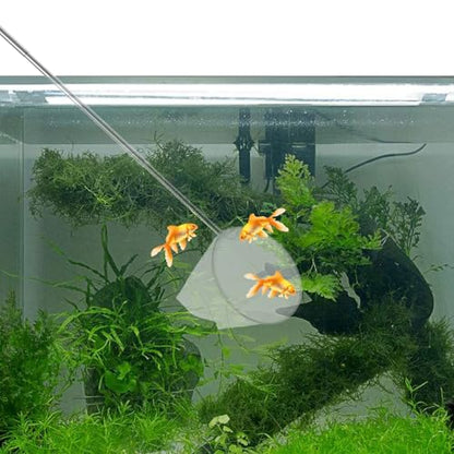 Cabilock Stainless Steel 3D Telescopic Fish and Shrimp Net Fine Mesh Small Aquarium Scoop for Mini Fish and Shrimp Large White Round Net