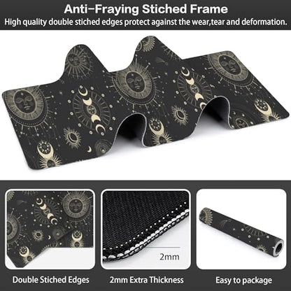 Phase of The Moon Desk Mat,Large Moon Phase Changes Gaming Keyboard Mouse Pad,Non-Slip Rubber Base Desk Pad Thick Stitched Edges Waterproof Mousepad Mouse Mat 31.5"x11.8" - color: Phase of the Moon