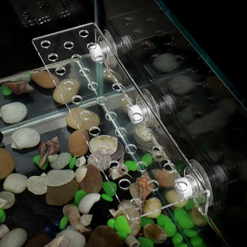 POPETPOP Coral Frag Rack : 32 Holes Clear Acrylic Coral Bracket with Powerful Suction Cup for Fish Tank Aquarium, 13.17X4.13X2.16in