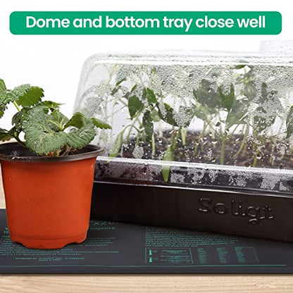 SOLIGT 2 Set 60-Cell Seed Starter Kit - Strong Seed Trays with Humidity Domes, Cell Trays and Seedling Heat Mats - Cloning, Propagation and Germination Station - size: 2 SET