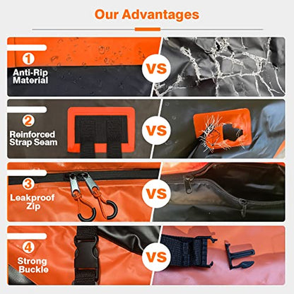 16 Cu Ft Car Rooftop Cargo Bag, Waterproof Soft Roof Top Luggage Carrier - size: 16 Cubic Feet-Orange