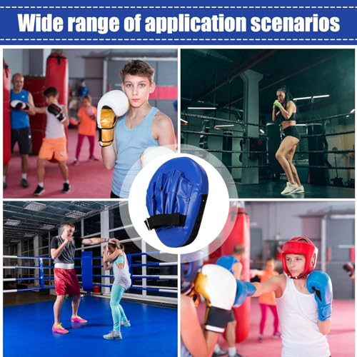 Boxing Pads Gloves Thick Adjustable Curved Focus Punching Training Hand - color: Blue