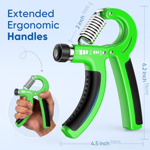 FitBeast Grip Strength Trainer 2 Pack – Adjustable Hand Grip Strengthener for Strength Training & Rehabilitation, 10-132 lbs Resistance Forearm Strengthener, Ideal for Athletes, Rehab, Office - color: Green