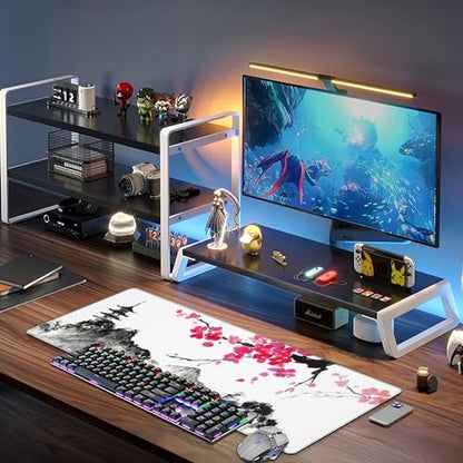 Chinese Ink Painting Desk Mat,Large Abstract Landscape Painting Gaming Keyboard Mouse Pad,Non-Slip Rubber Base Desk Pad Thick Stitched Edges Waterproof Mousepad Mouse Mat 31.5"x11.8" - color: Chinese Ink Painting