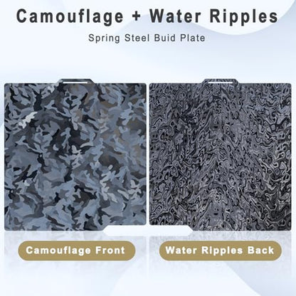 PEY (Camouflage & Ripple) 3D Printer Print Bed Spring Steel Build Pate Compatible with Bambu X1 / X1C / X1E / P1P / P1S / A1