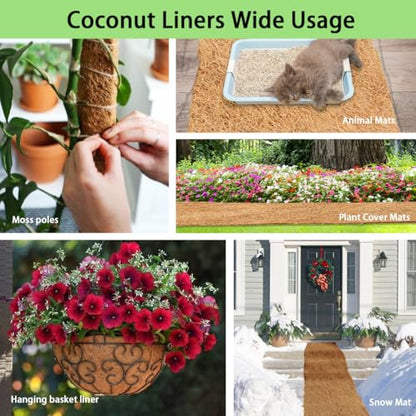 Thick Coco Fiber Liner Roll,120x12.1inch Natural Coconut Liners for Planter Box Flower Basket, Coco Coir Sheets Coconut Fiber Mat,Garden Decoration, DIY Moss Pole,Animal Pet Pad, Reptile Carpet - size: 120.1IN x 12IN