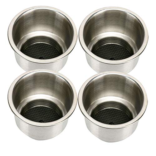 Amarine Made Pack of 4 Stainless Steel Cup Drink Holder with Drain Marine Boat Rv Camper