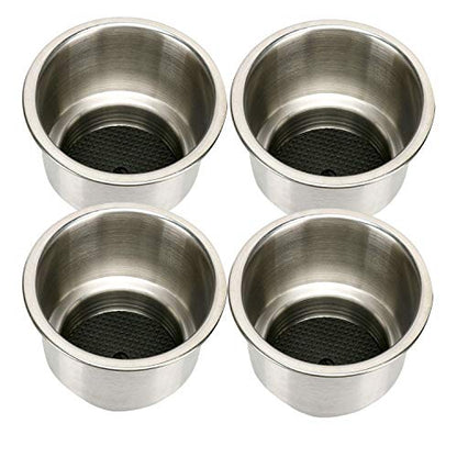 Amarine Made Pack of 4 Stainless Steel Cup Drink Holder with Drain Marine Boat Rv Camper