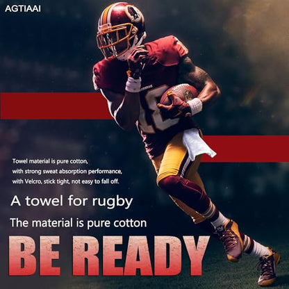 Cotton White Football Towel Quarterback - Hand Towels with Hook and Loop Closure - Versatile Sports Towels for Softball, Gym, Yoga, Golf - Men, Women, Youth