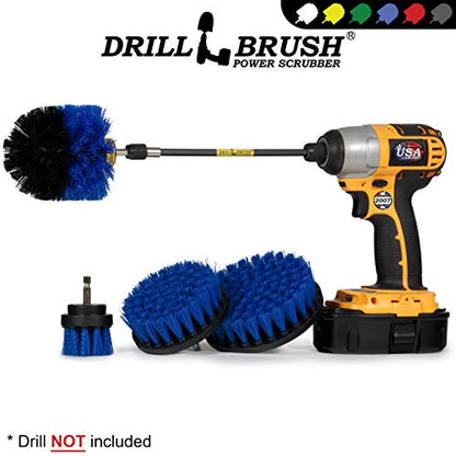 Boat Cleaning Accessories - Swimming Pool Scrub Brush - Medium Stiffness Brush Scrub Kit with Extension - Boat and Hull Cleaning Brush Set - Deck and Dock Cleaning Tools - Tank Cleaning Brush Set - color: Blue