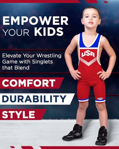 Exxact Sports Sublimated Adult & Youth Wrestling Singlet - color: Red Usa, size: X-Small